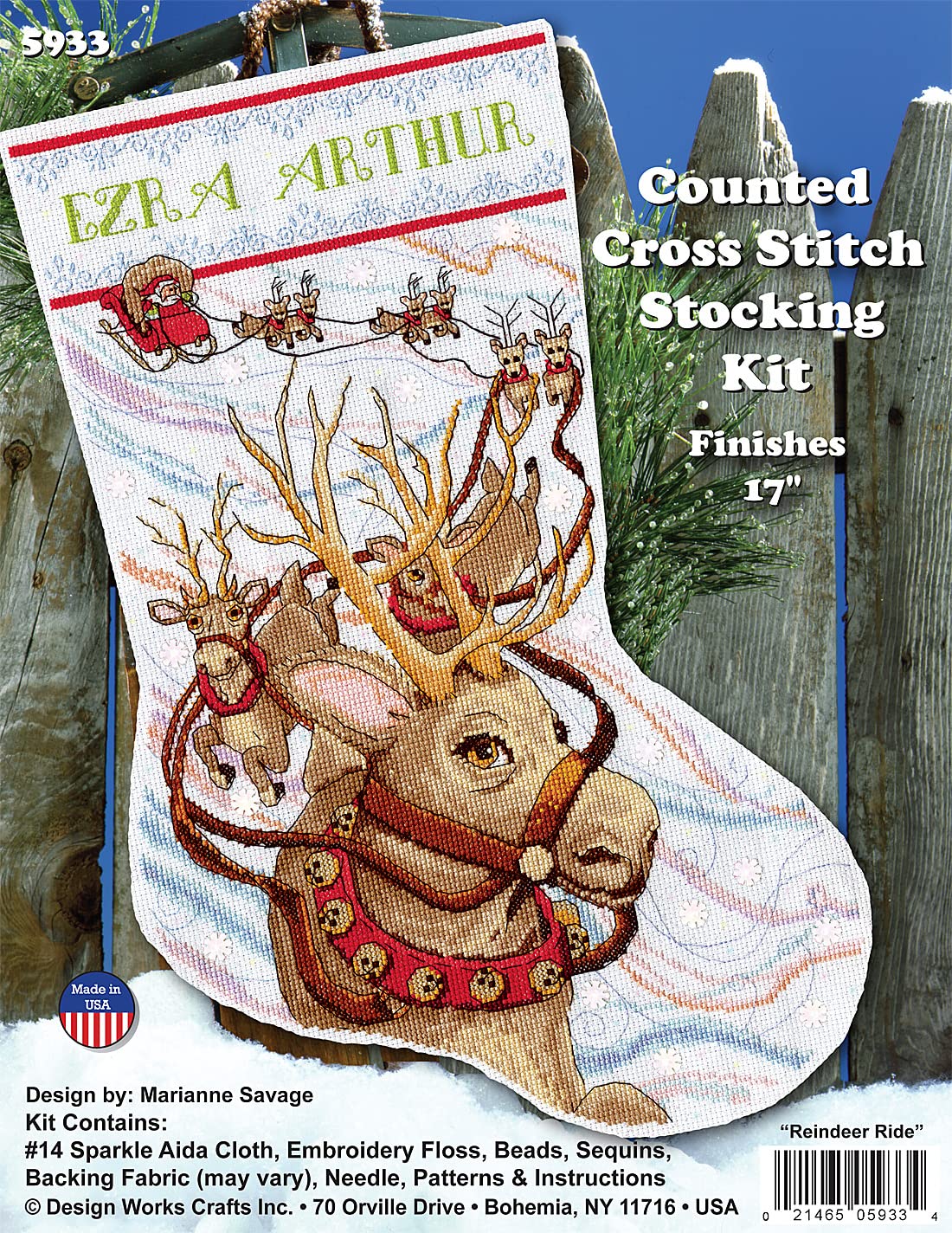 Reindeer Ride Counted Cross Stitch Stocking Kit