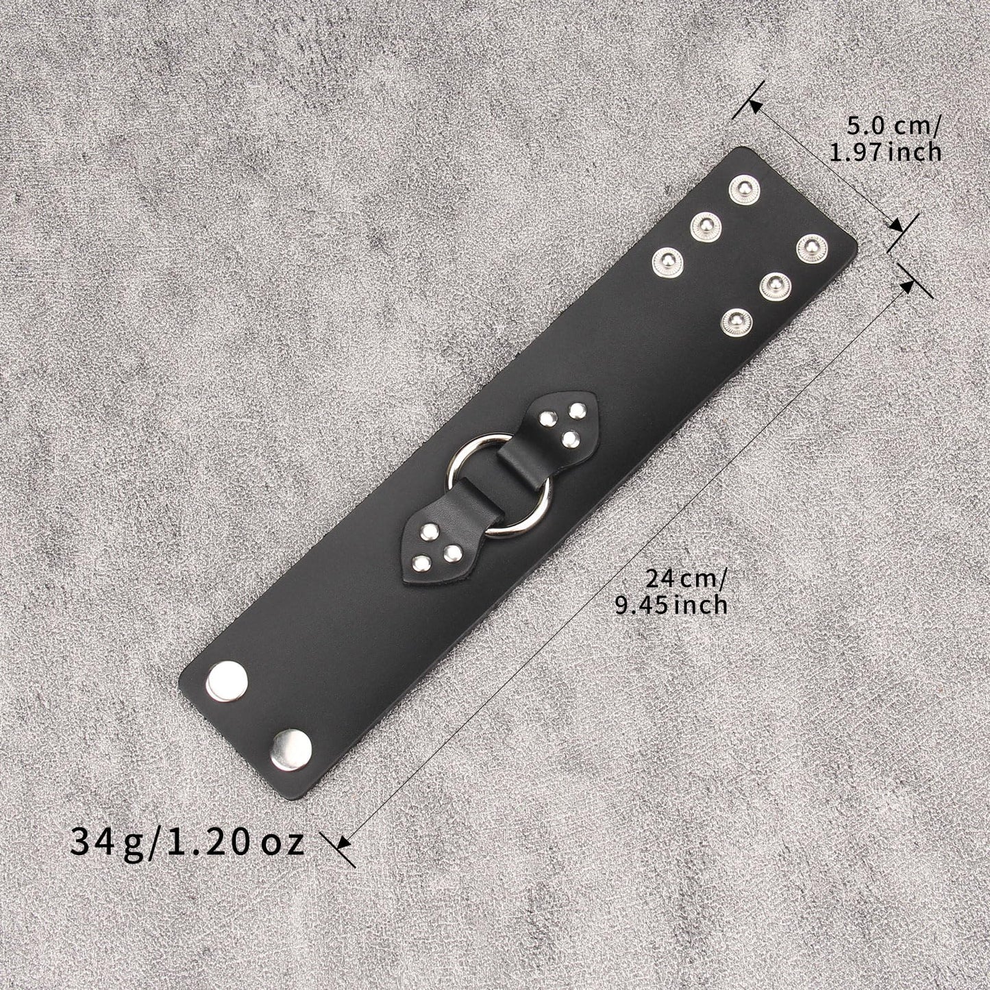 Jeilwiy Mens Cuff Bracelet Punk Rock Bracelets Black Leather Bracelet for Men Women Plain Punk Leather Snap Bracelets