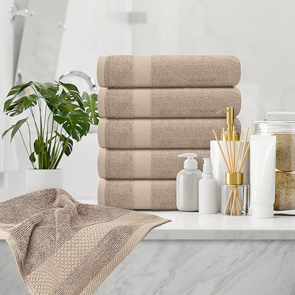 White Classic Luxury Taupe Hand Towels