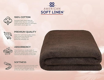 American Soft Linen 100% Cotton 600 GSM Turkish 40x80 Oversized Bath Towel Sheet