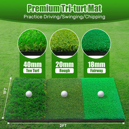 MFNMFN Golf Net with Practice Mat,Golf Hitting Aid Nets 10x7FT for Backyard Driving Chipping Training Swing,Gifts for Men Dad Him and Golfer