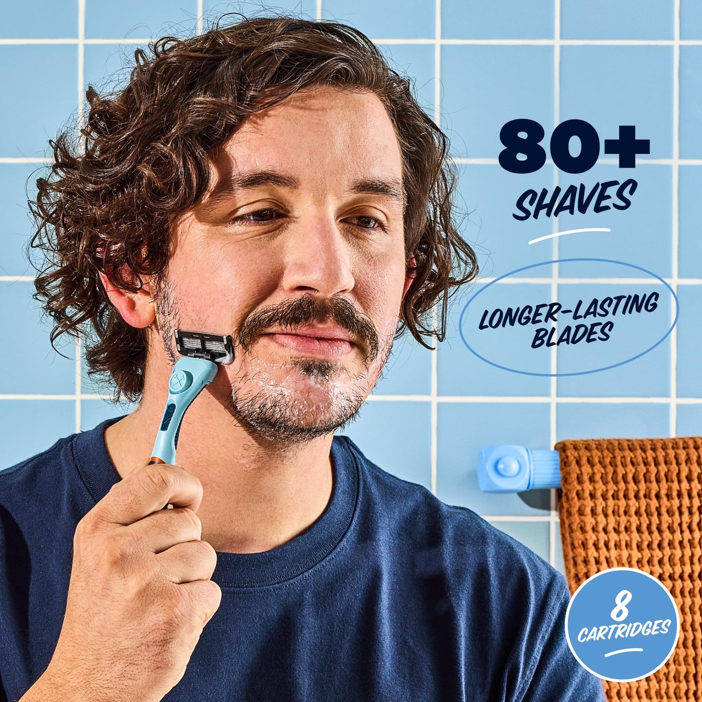Dollar Shave Club | 6 Blade Razor Refills (8 Pack) | 6 Stainless Steel Blades for a Close & Comfortable Shave, 1 One Wipe Charlies