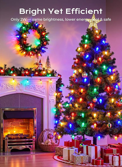 C9 Outdoor Christmas Lights, 72 FT 110 LED C9 String Lights, 8 Modes & Timer Connectable Waterproof for Christmas Tree light Indoor Outdoor Roofline Patio Outside Yard Holiday Xmas Decor, Multicolor