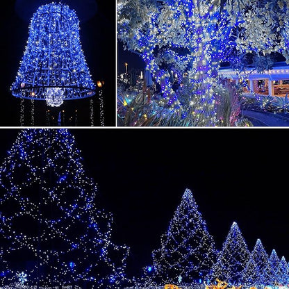 weillsnow Outdoor Christmas Decoration,66 FT 200 LED String Lights with Timer Memory Function,Plug in Waterproof Fairy Lights for Indoor Outdoor Home Room Garden Christmas Party Decor(Blue&White)