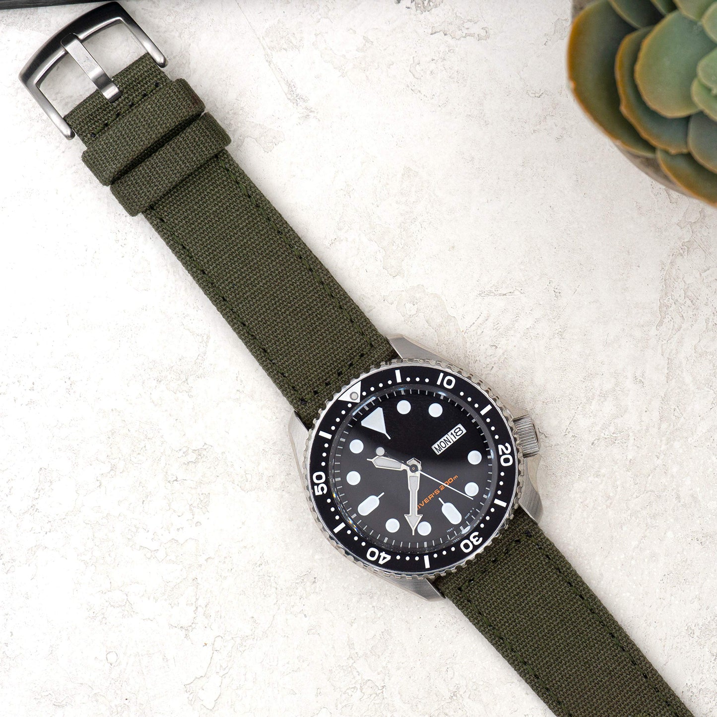 Benchmark Canvas Watch Band - Quick Release Cotton Fabric Watch Straps for Men & Women (22mm, Army Green)