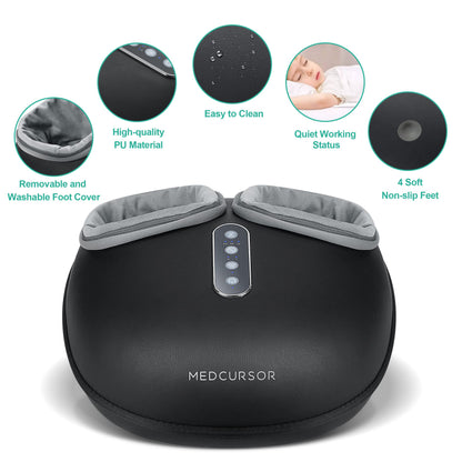 Medcursor Foot Massager Machine with Heat, Delivers Relief for Tired Muscles & Plantar, Deep Kneading Therapy, Multi-Level Settings for Home, Office Use, Size up to 13", FSA HSA Eligible