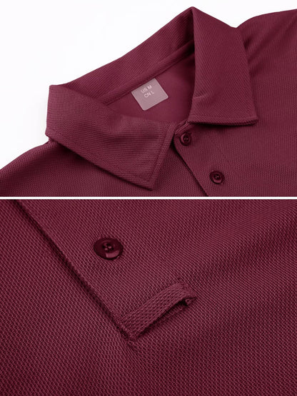 MAGCOMSEN Polo Shirts for Men Golf Shirts Quick Dry Collared Short-Sleeve Work Polo Performance Shirt Wine Red XXL