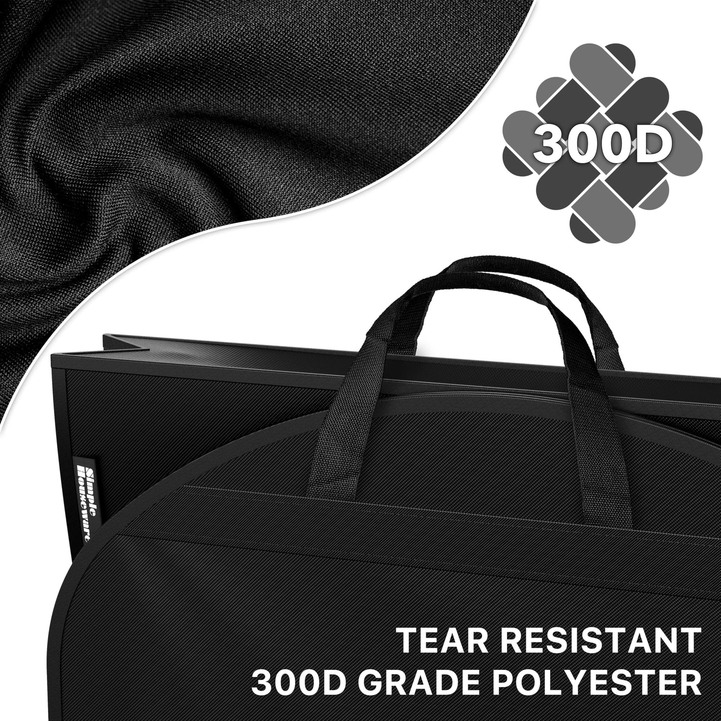 Simple Houseware 43'' Travel Garment Bag with Pockets for Suits, Dresses, Coats, Heavy Duty 300D Polyester