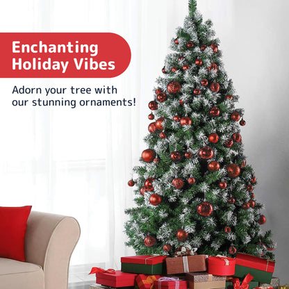 Prextex 36-Pieces Red Christmas Ornaments Set - Shatterproof, Festive Christmas Balls Decorations in 3 Sizes and 6 Styles with Hanging Loops for Tree, Wreath, and Dazzling Holiday Party Decor