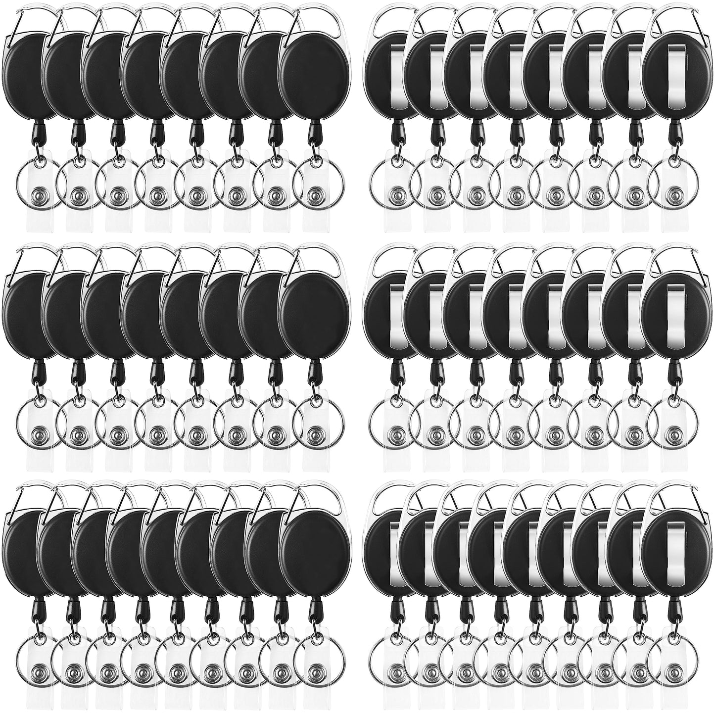 Simetufy 50 Pcs Retractable Badge Reels, ID Badge Holder Retractable Clip Bulk, Sturdy Key Holder with Ring for Office Worker Employee, Doctor Nurse