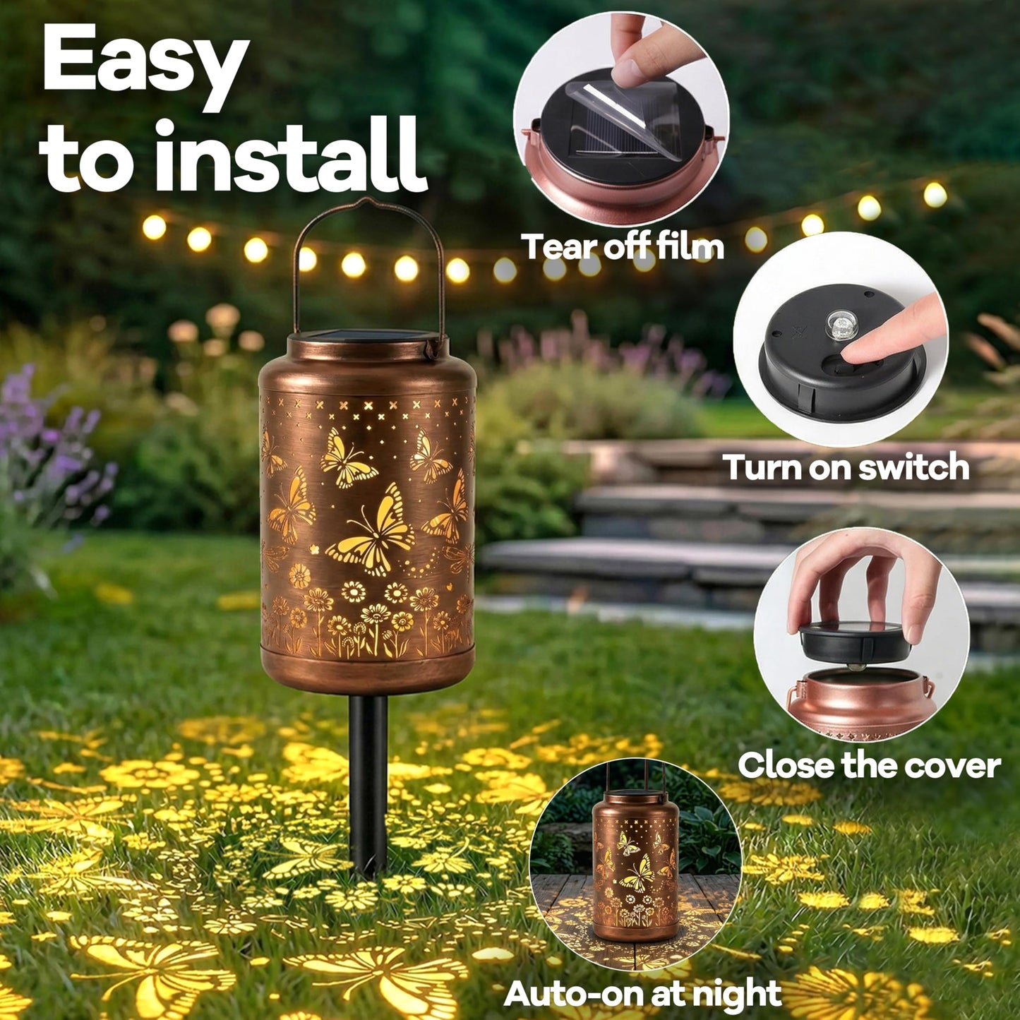 Butterfly Solar Lanterns Outdoor Waterproof with Ground Stake - Unique Gifts for Women Mom Grandma,Birthday Gifts for Women,House Warming Gift New Home - for Garden Patio Yard Porch Lawn