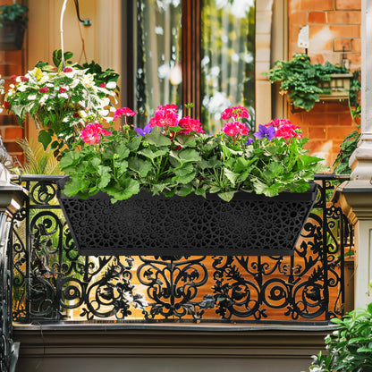 Adnee 2 Pcs 24 Inch Fabric Plant Window Box Liners-Rectangular Non-Woven Planter Basket Liner-Black Felt Flower Hanging Basket for Outdoor Garden Wall Hanging Planter Flower Vegetables