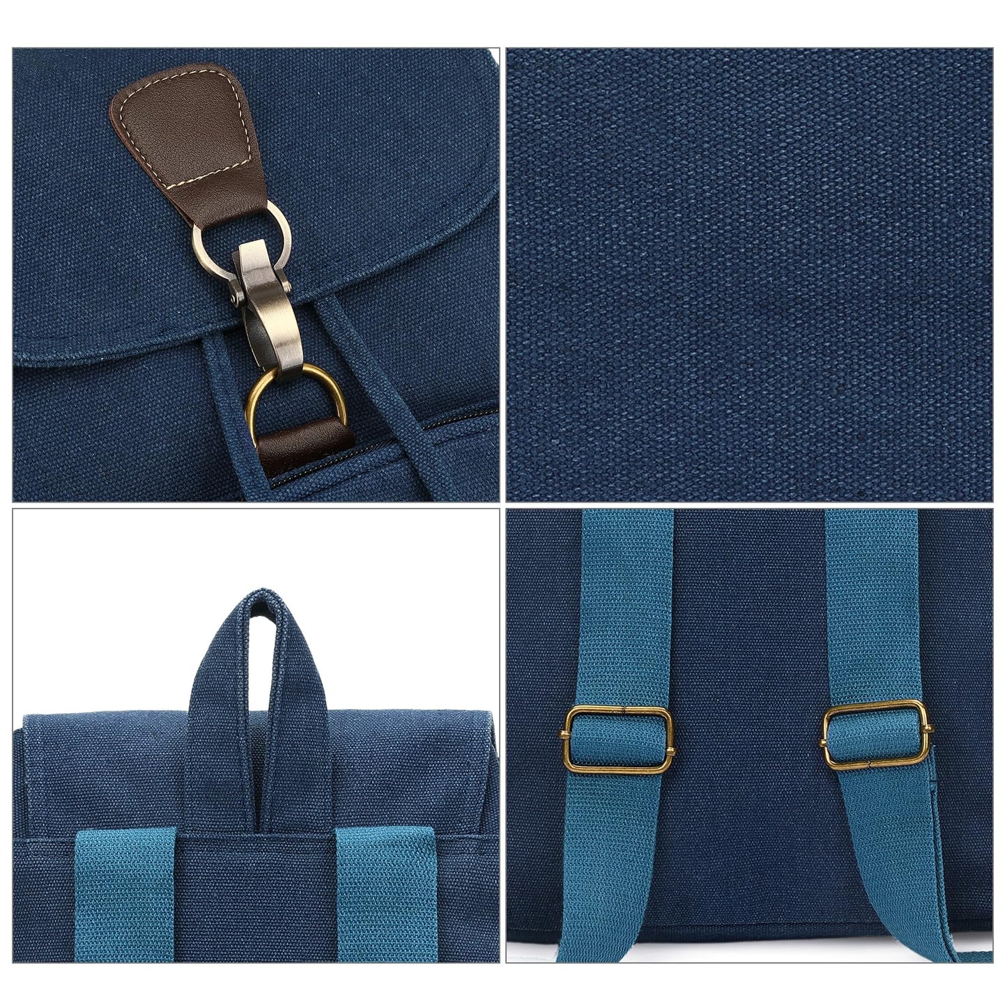 GAEKEAO Small Backpack for Women Canvas Mini Backpack Purse Casual Daypack for Daily Travel Work Sports College Shopping (Navy Blue)