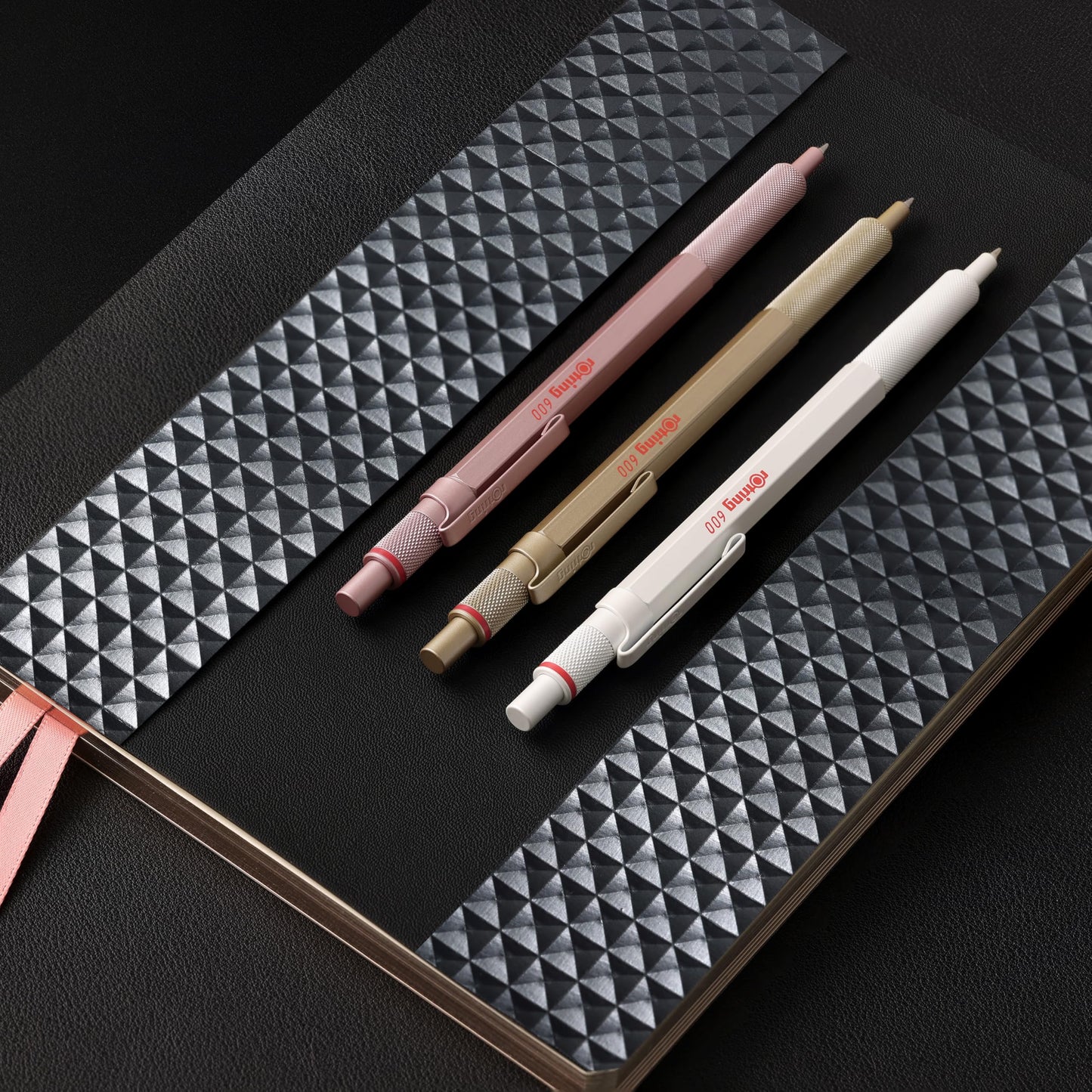 Rotring 600 Metallic Metal Ballpoint Pen, Medium Point, Black Ink, Pearl White Barrel, Refillable, 1 Count - Smooth Writing, Style, Comfort, Non-Slip Grip