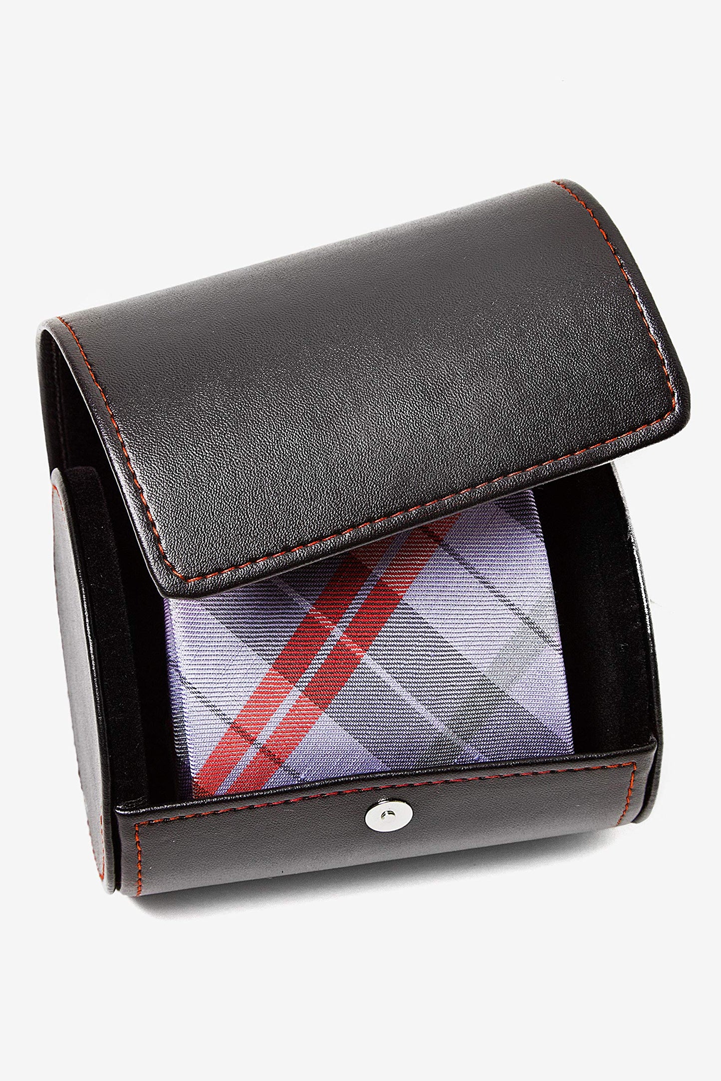 Black Tie Travel Case Roll - Perfect Business Gift - Vegan Faux Leather Necktie Anti-Wrinkle Storage Case