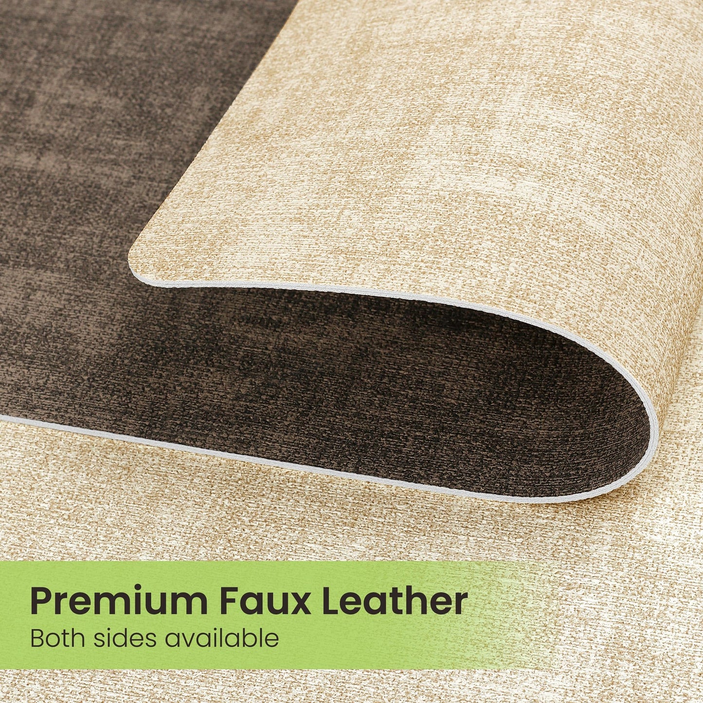 Fyvva Placemats Set of 6, Faux Leather Heat Resistant Wipeable Placemats, Dual Sided Waterproof Washable Table Mats with Coaster, Suitable for Kitchen, Dining, Table Decor (6, Beige Dark Coffee)
