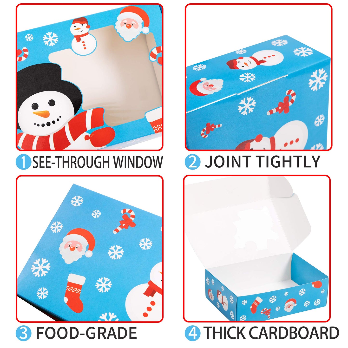 Joy Bang Christmas Cookie Boxes for Gift Giving, 20 Pcs Christmas Cookie Tins with Window for Gift Giving, Xmas Holiday Candy Treat Boxes Containers With Lids