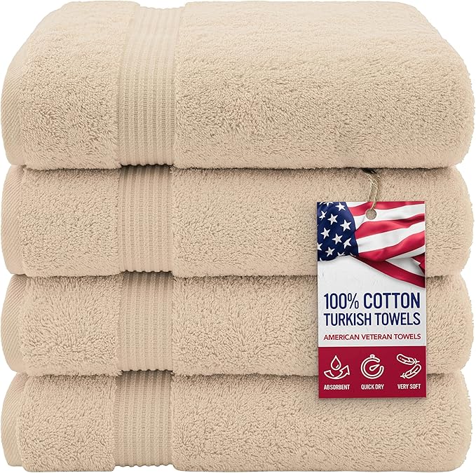 American Veteran Towel, 100% Cotton Turkish Bath Towels