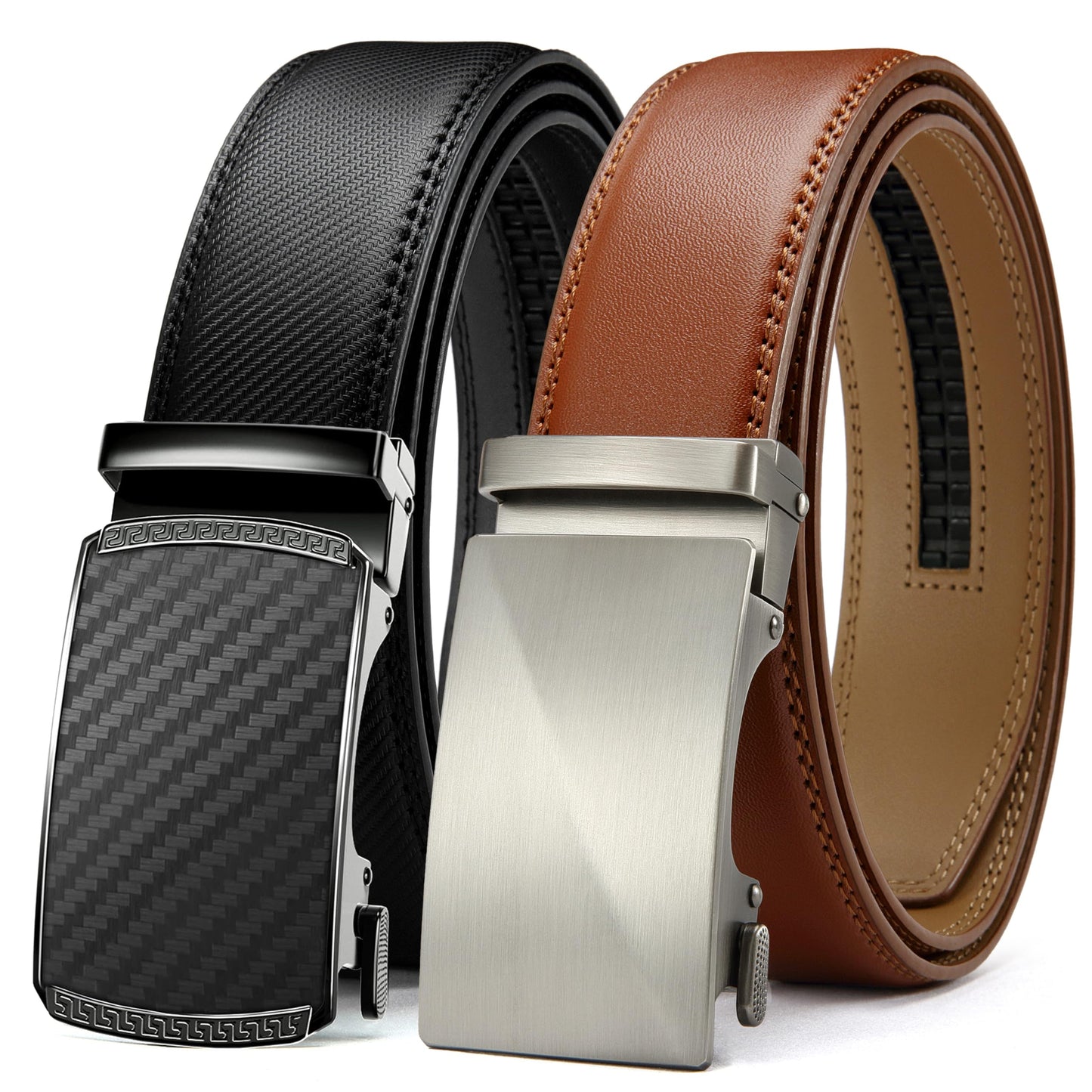 CHAOREN Mens Belt Leather Ratchet Belt 2 Pack - Customizable Fit, Effortless Style (35mm)