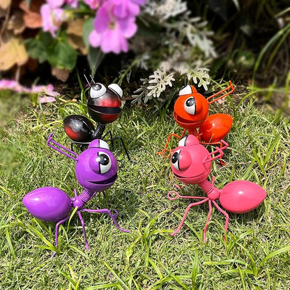 Metal Yard Art Garden Decor for Outside Cute Ants Yard Decorations Outdoor Lawn Ornaments Backyard Gifts for Mom - Set of 4