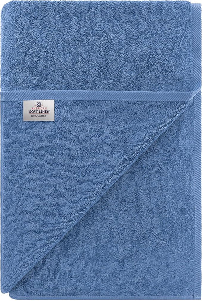 American Soft Linen 100% Cotton 600 GSM Turkish 40x80 Oversized Bath Towel Sheet