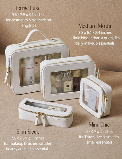 Small Cosmetic Bag for Purse Mini Makeup Bag for School Cute Clear Make Up Pouch for Travel Tiny Leather White Make Up Organizer Case for Backpack Toiletry Bag Waterproof Square Pouch with Zipper