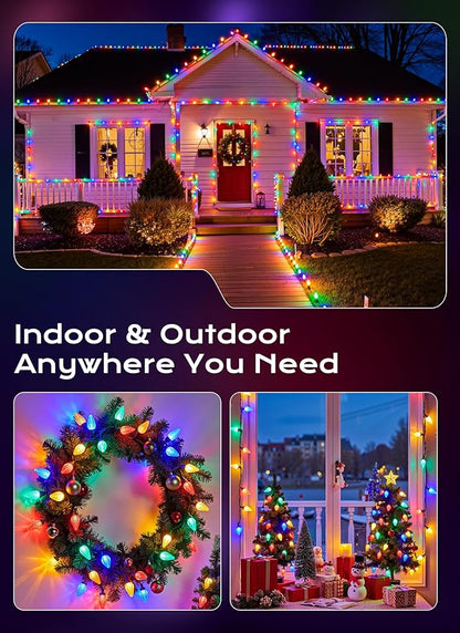 C9 Outdoor Christmas Lights, 72 FT 110 LED C9 String Lights, 8 Modes & Timer Connectable Waterproof for Christmas Tree light Indoor Outdoor Roofline Patio Outside Yard Holiday Xmas Decor, Multicolor