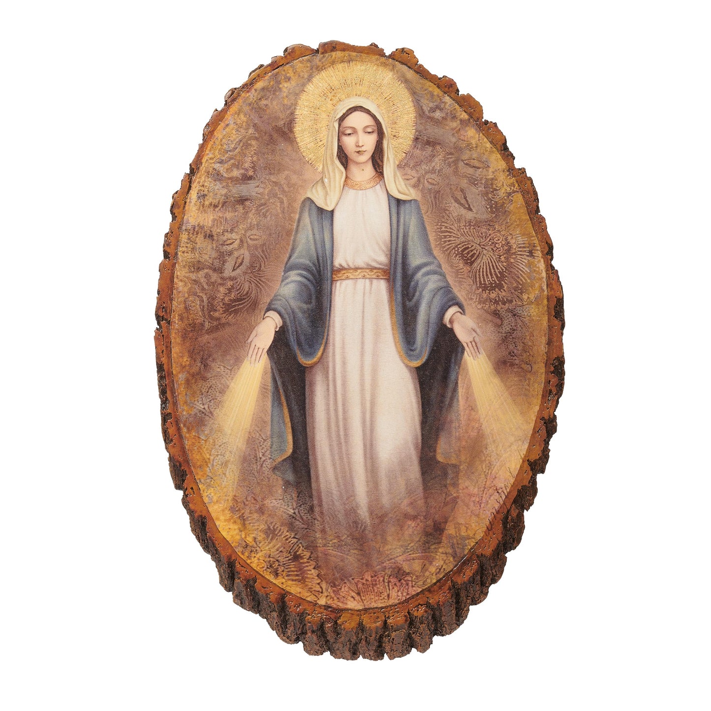 Roman Joseph's Studio Our Lady of Grace Wood Decorative Plaque, 12.25-inch Height, Polyresin, Religious Decoration