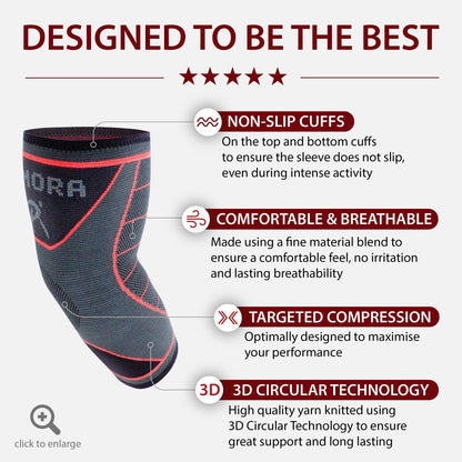 Rymora Elbow Support Sleeve for Men and Women (Single Sleeve) (Small) [S] - Support for Golfers Elbow, Tendonitis, Joint Pain Relief, Arthritis, Etc
