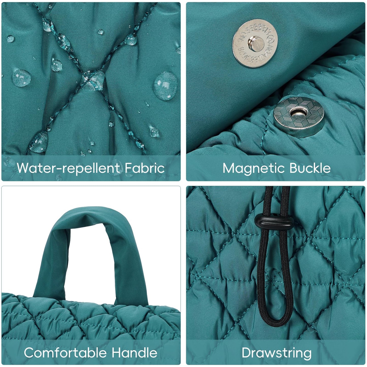 CLUCI Puffy Quilted Backpack for Women, Casual Lightweight Daypack for Women Travel Green