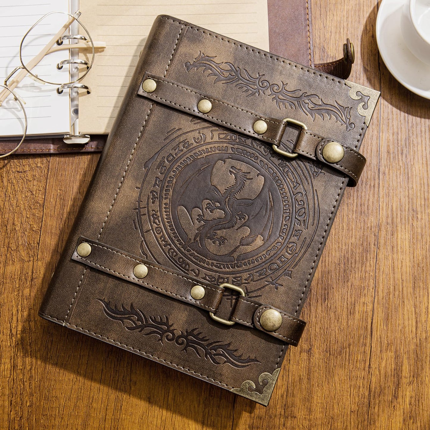 DDFE 4 Pocket Card Binder for 240 Cards,Premium Trading Card Binder,Portable Card Collection Binder,Collector Card Album,Card Folder For MTG,CG,Sports Cards,Game Cards(x3-Dragon Totem-Khaki)