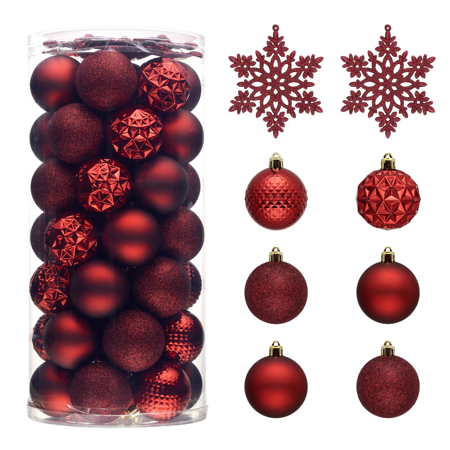 Valery Madelyn Christmas Tree Decorations Ornament Set, 50ct 2 Inches Burgundy Red Shatterproof Christmas Ball Ornaments Hanging Xmas Holiday Party Decor