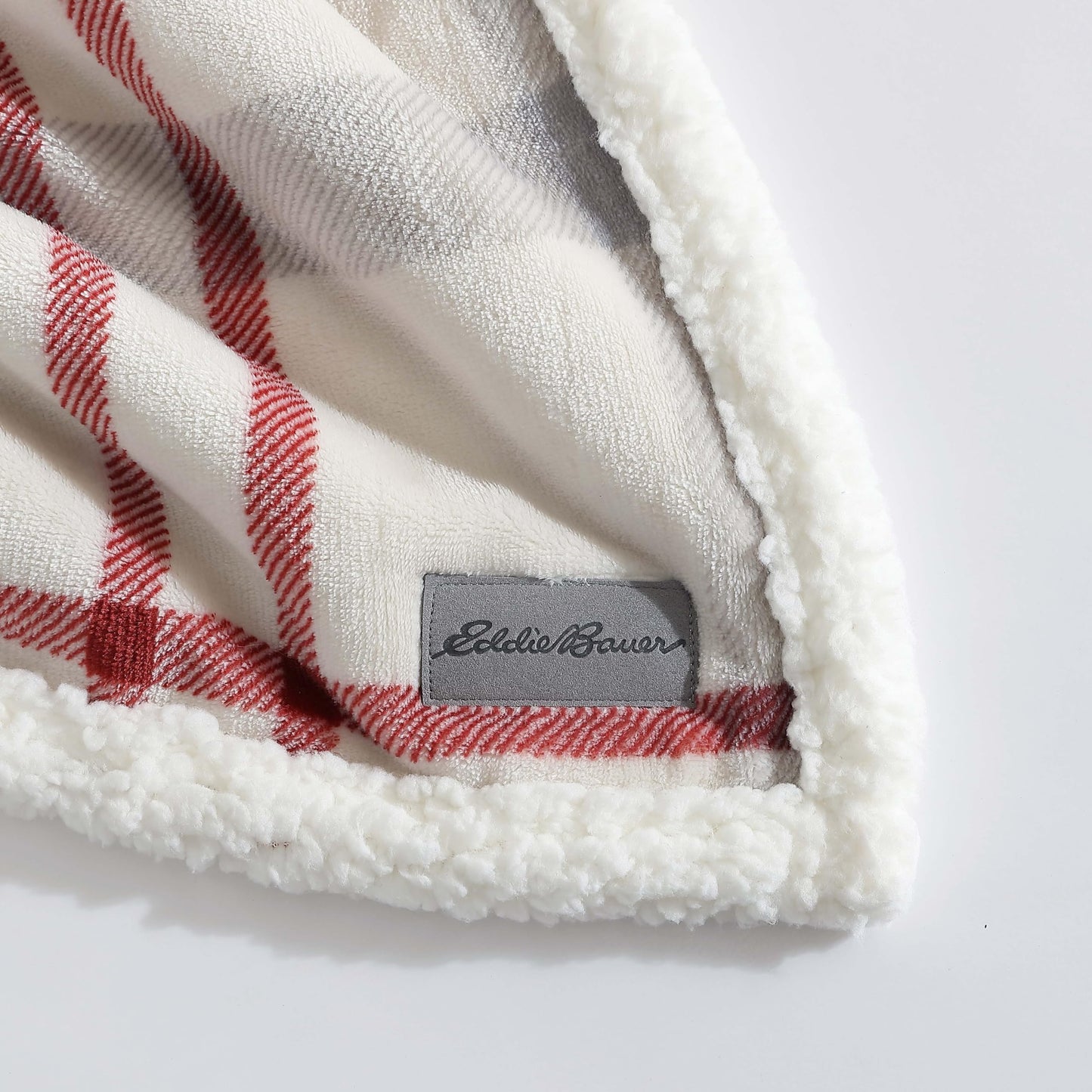 Eddie Bauer - Throw Blanket, Ultra-Soft Plush Blanket with Faux Shearling Popcorn Fleece Reverse, Oversized Bedding for Couch or Bed (New Castle Red, 50" x 60")