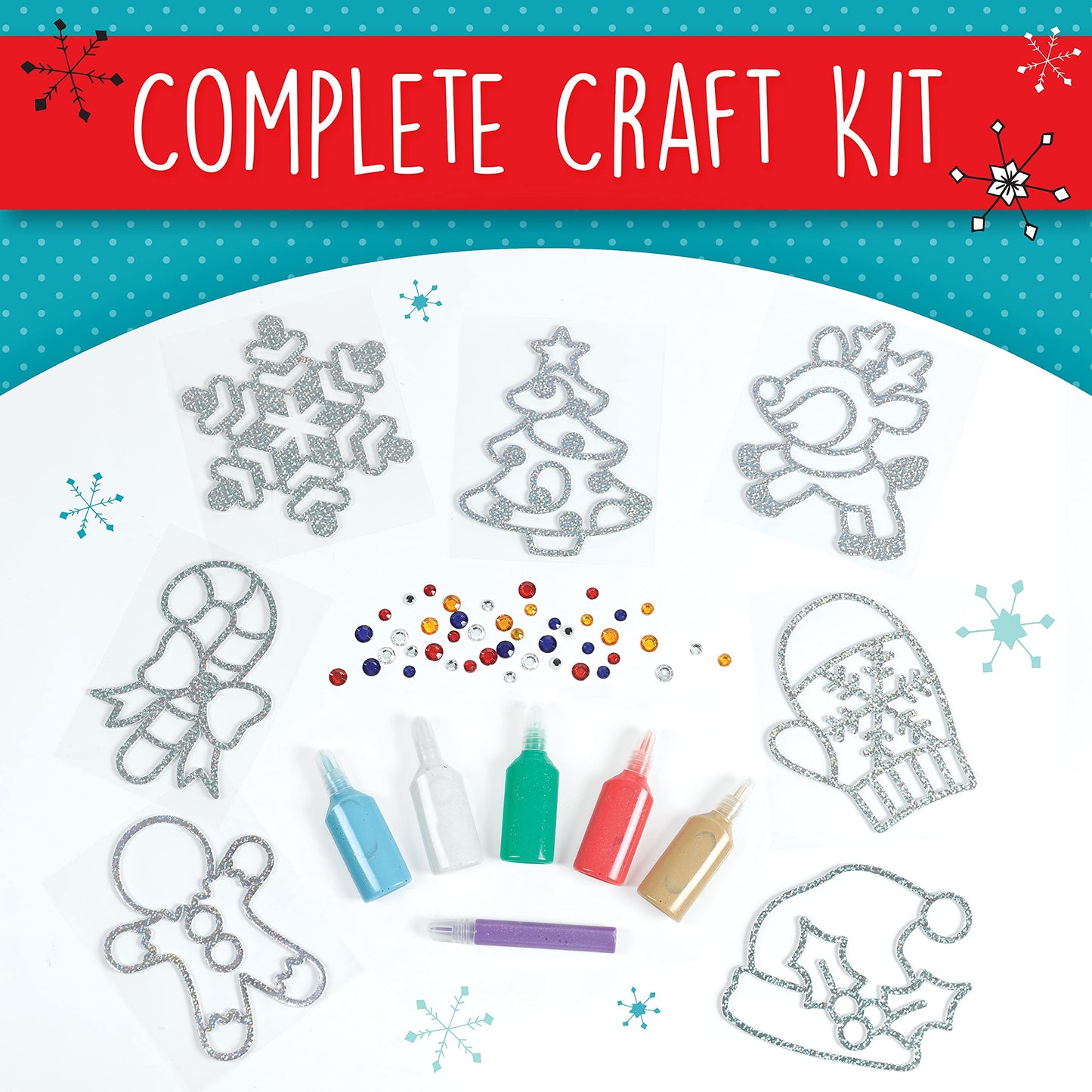Creativity for Kids Holiday Easy Sparkle Window Art Craft Kit: Create 7 Window Art Designs, Holiday Crafts, Christmas Crafts for Kids, Christmas Activities for Kids (Ages 6+)