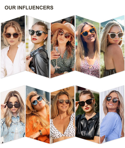 SOJOS Trendy Cat Eye Round Polarized Sunglasses for Women Fashion UV Protection Sunnies Sunglasses SJ2175