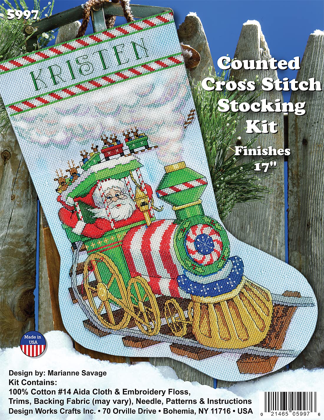 Santa's Train Counted Cross Stitch Stocking Kit