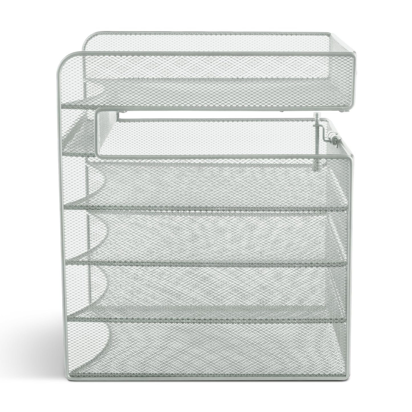 Safco Onyx Hanging Desktop Organizer with 5 Horizontal Trays, Under-Desk Storage. Fits Tables 1.75" Thick and Under, Silver
