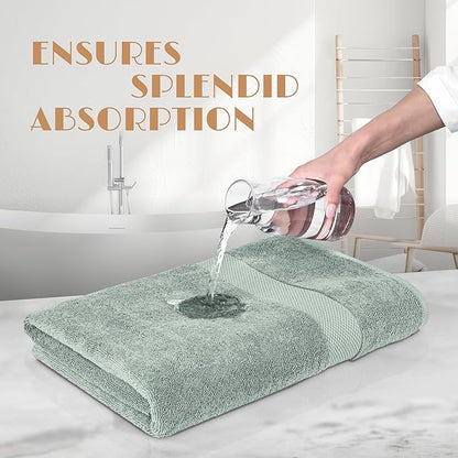 White Classic Wealuxe Green Bath Towels 24x50 Inch, Cotton Towel Set