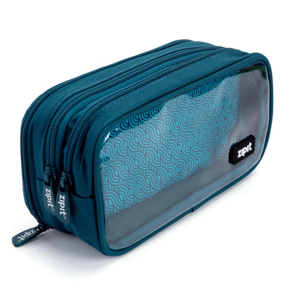 ZIPIT Half & Half Pencil Case | Large Capacity Pencil Pouch | Pencil Bag for School, College and Office (Teal)