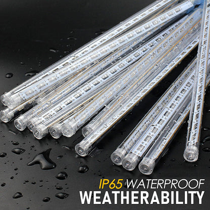 FYYZY Christmas Lights Meteor Shower Rain Light Falling Rain Lights with 16 Tubes 384 LEDs Waterproof Icicle Snow Fall String Lights for Party Tree Home Patio Outdoor Decoration(16 Tubes,Blue)