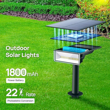 Consciot Solar Spot Lights Outdoor, 4 Pack, White, 600 Lumens, IP65 Waterproof, 6500K Daylight, Solar Landscape Lights for Yard Garden Tree House