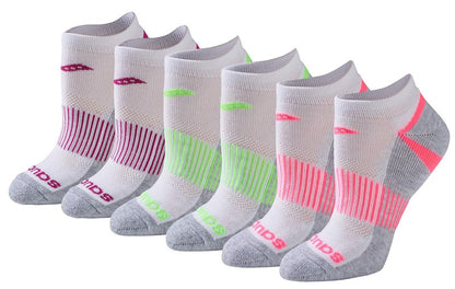 Saucony Women's RunDry Performance Selective Cushion Socks, Available in S-L (6, 12 Pairs ), White Assorted (6 Pairs), Medium