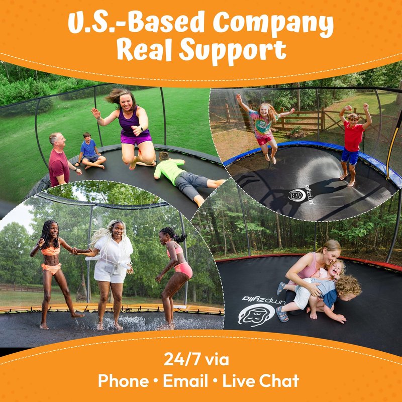 JUMPZYLLA Trampoline Outdoor 8FT 10FT 12FT 14FT 15FT 16FT with Enclosure and Ladder, ASTM Approved Recreational Trampoline for Kids and Adults, Anti-Rust Coated Frame (Blue, 15FT)