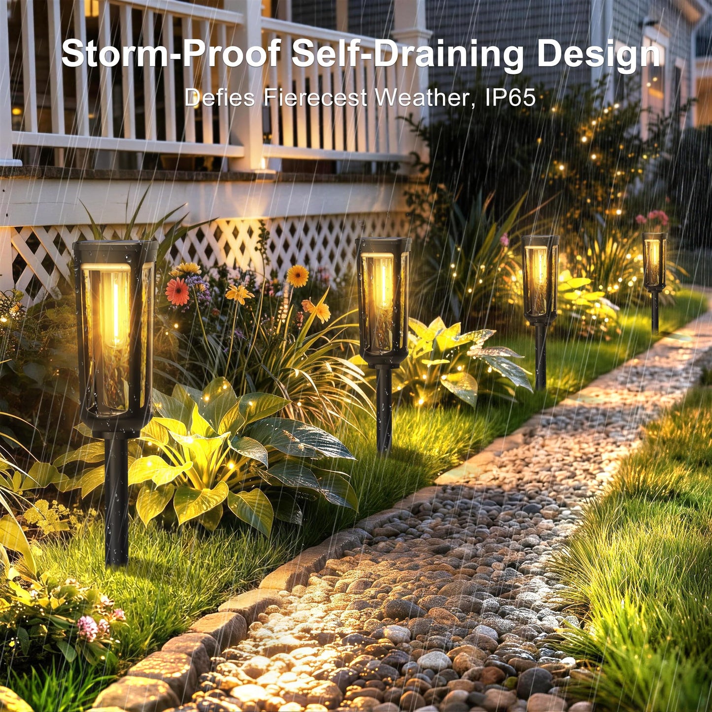 JEJOT Solar Pathway Lights Outdoor Waterproof IP65, 8 Pack Warm White Solar Walkway Lights, Auto On/Off Outdoor Light for Lawn Garden Patio Driveway Decor Landscape Lighting