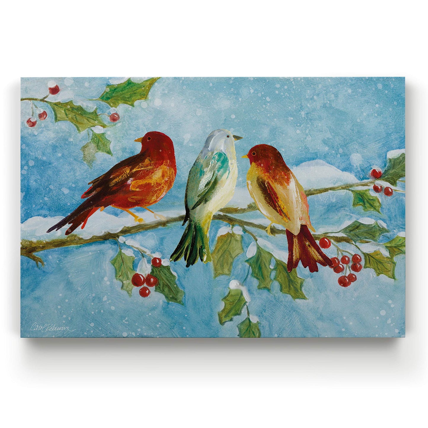 Renditions Gallery Animals Wall Art Paintings for Home Decor SnowBirds Sitting on Holly Tree Abstract Art Wall Hanging Prints for Bedroom Dining Living Room Office Home Kitchen Decor - 32"X48" LT18