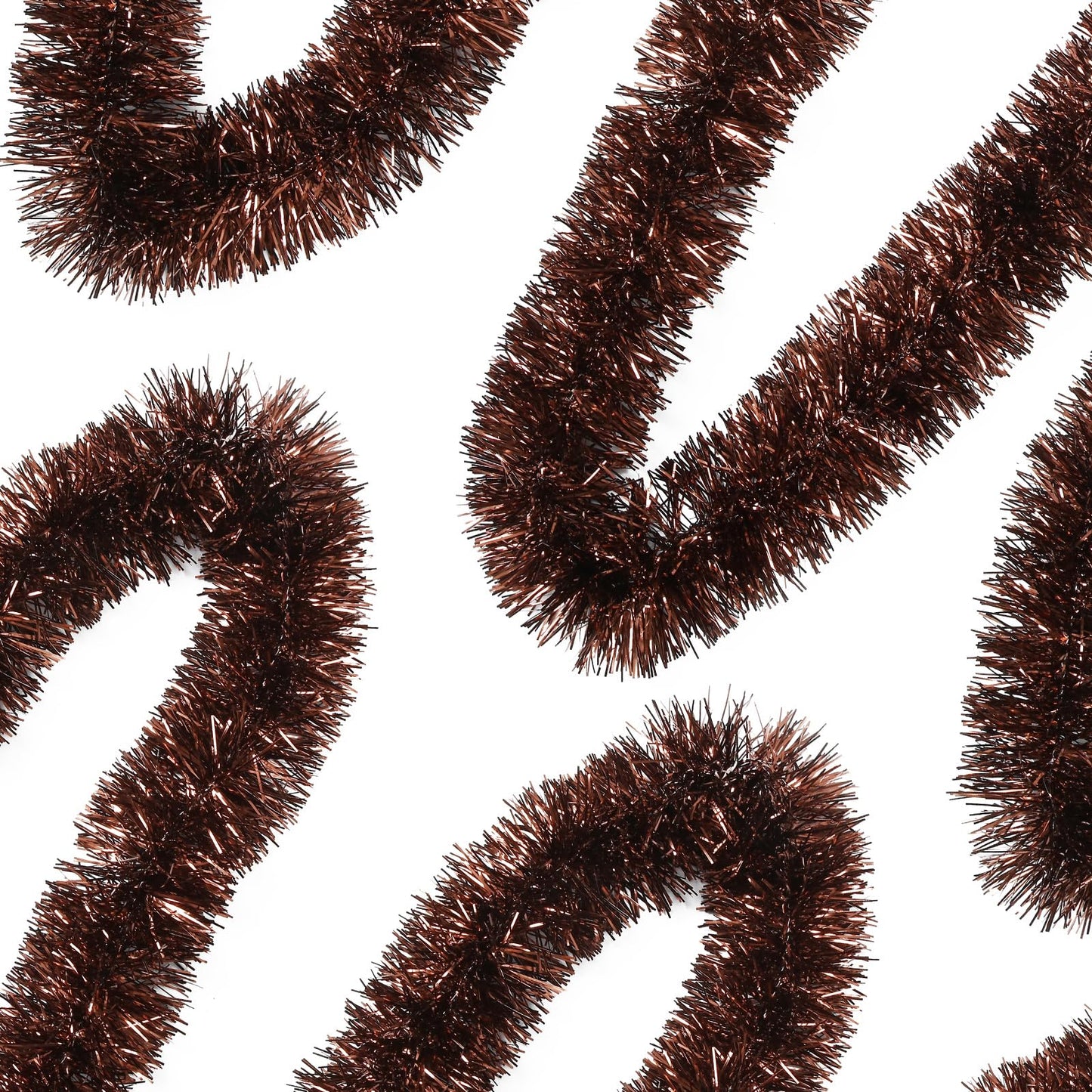 Ohiyoo 50 Feet Brown Tinsel Garland Christmas Foil Tinsel Garland Decoration Metallic Hanging Streamers for Christmas Tree Birthday Party New Year Party Supply (3.54" x 50', Brown)