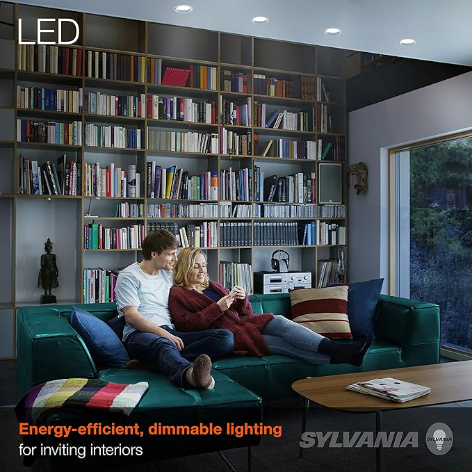 SYLVANIA LED Flood BR30 Light Bulb, 65W=8W, 10 Year, Medium Base, 650 Lumens, Dimmable, 5000K, Daylight - 2 Pack (73956)