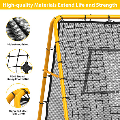 GarveeLife Adjustable Multi-Sport Rebounder Net for Soccer, Baseball, and Softball, Training Net for Passing, Throwing, and Ball Control, Portable for Backyard or Field Use