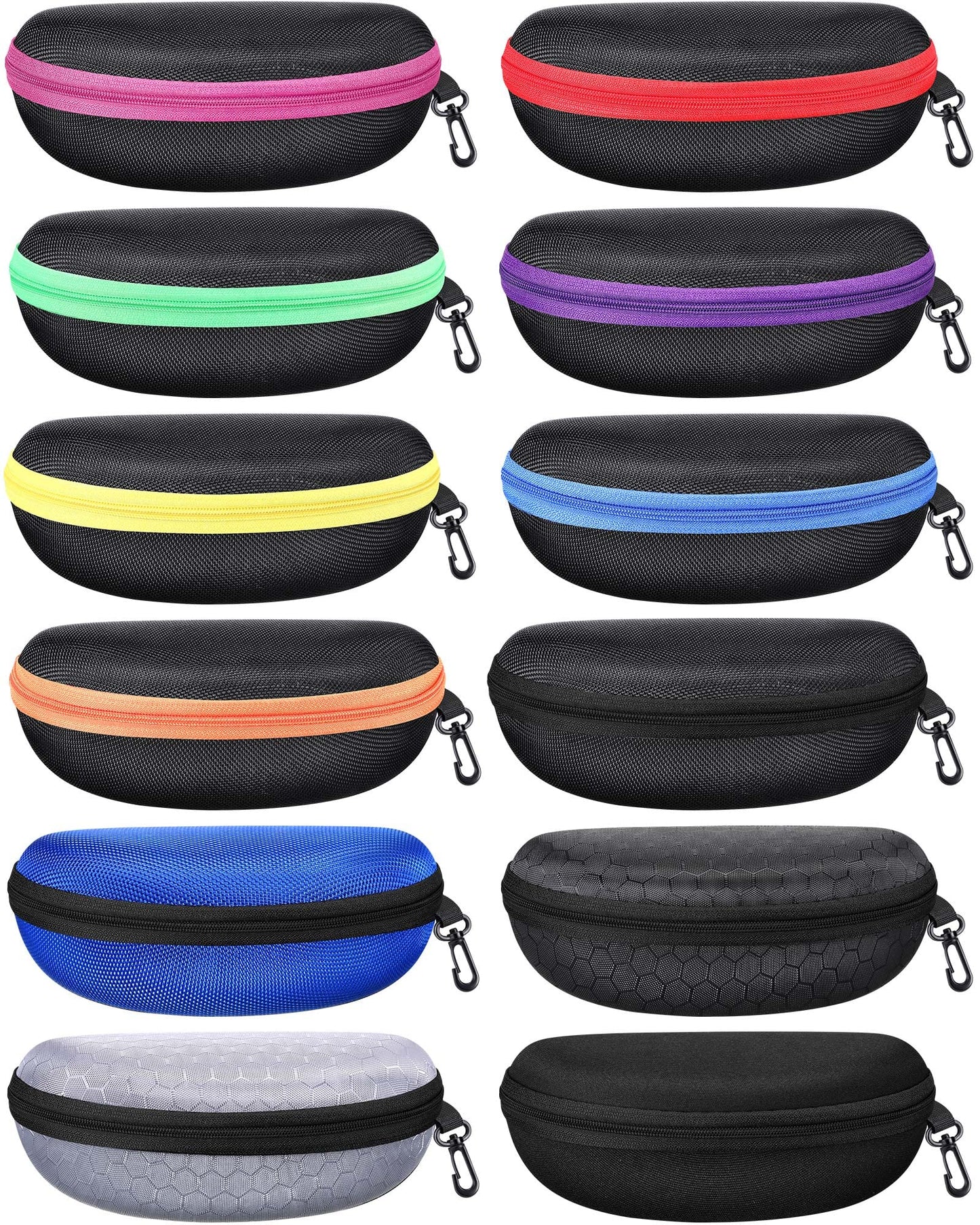 Weewooday 12 Pack Zipper Shell Sunglasses Case Hard Shell Eyeglasses Case Portable Travel Glasses Case for Men Women (Colorful,Eva)