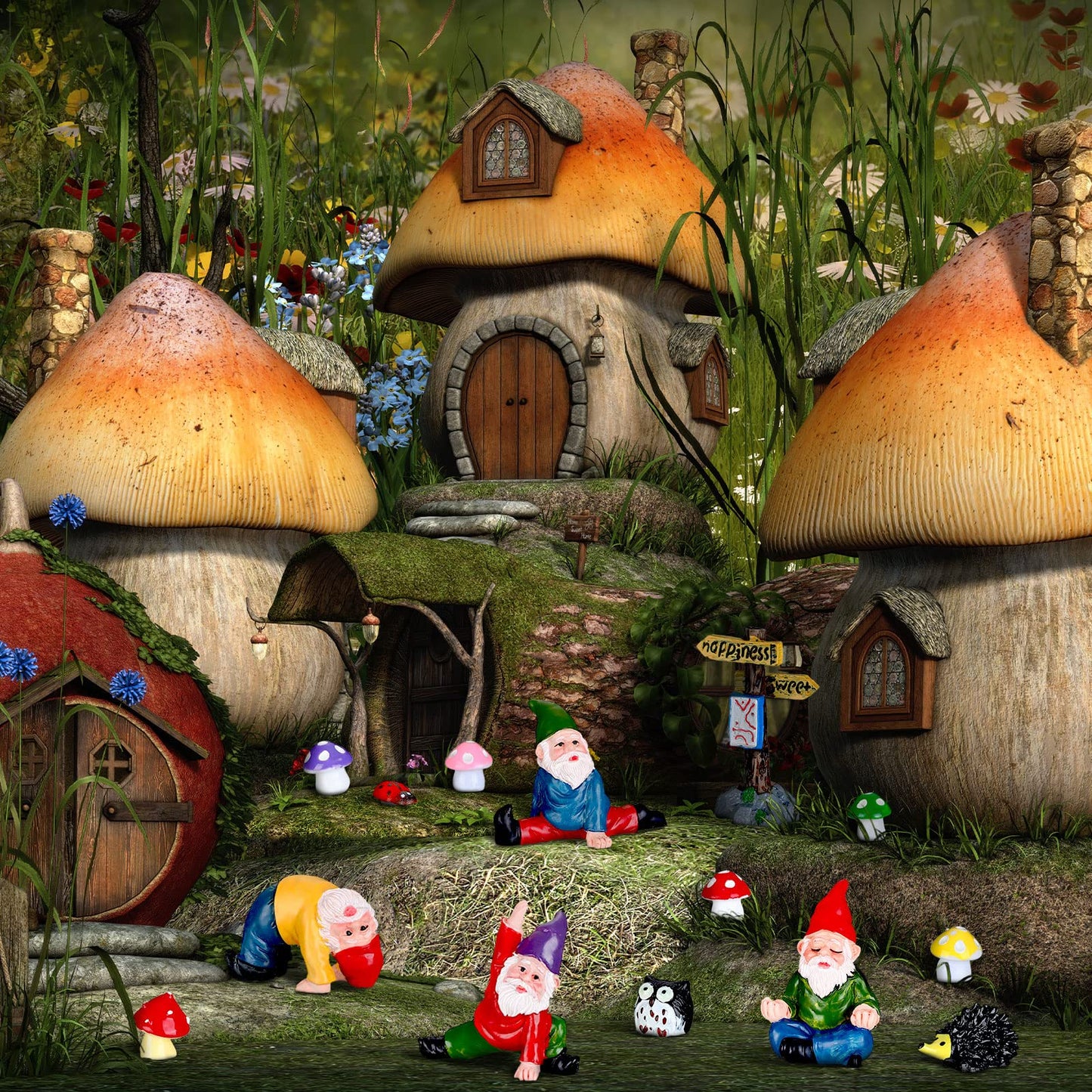 Jetec Gnomes Fairy Resin Statues Miniature Garden Accessories Mini Dwarf Figurine Fairy Miniature Ornament DIY Kit Micro Landscape Ornaments for Outdoor Indoor Patio Yard Lawn Garden ﻿(Yoga Gnomes)